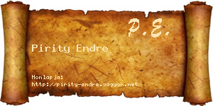 Pirity Endre névjegykártya